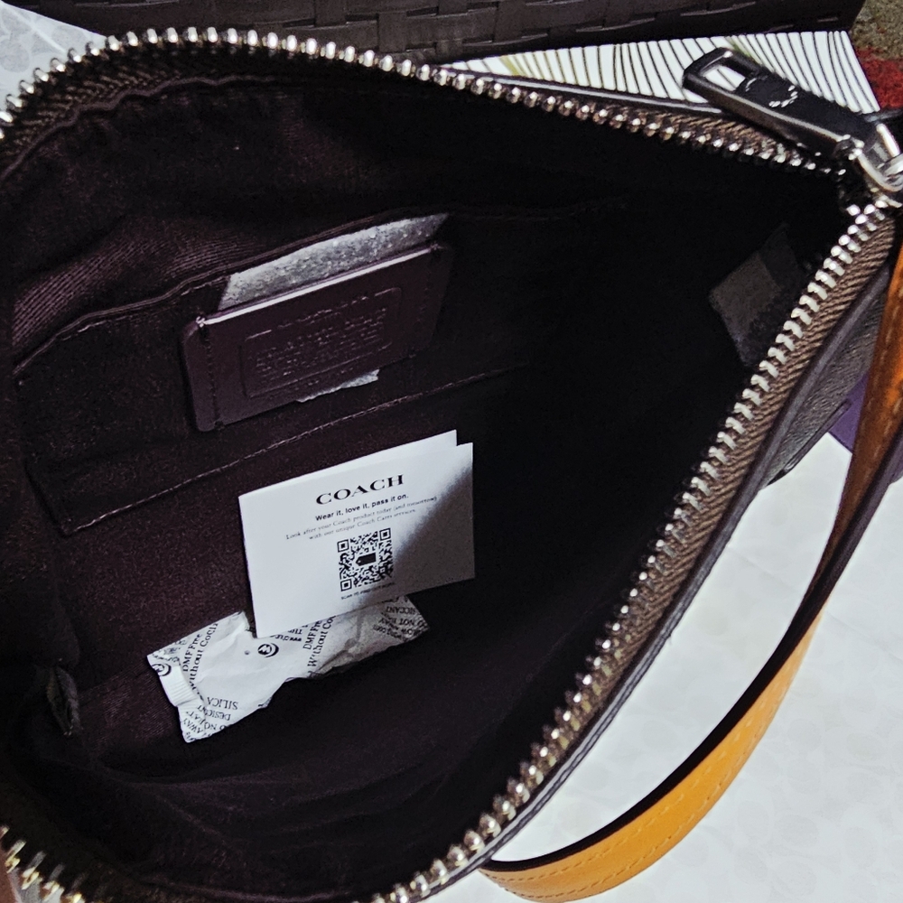 Coach CL671 Mini Rowan File Bag Sig C Brown Purple Orange Yellow Neon NEW - Picture 8 of 16
